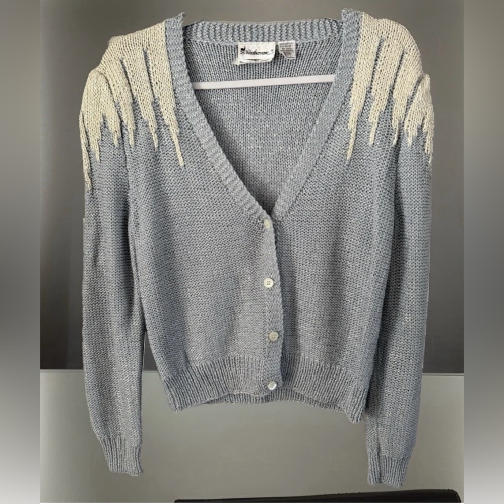 Weathervane Women’s Angel Wings Soft Knit Blue Cardigan Sweater L